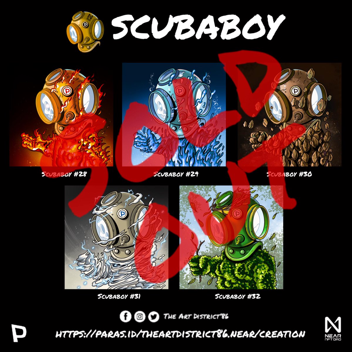 🔥🌿🌎💨💧 
Thank your for you all support 🙏🏻🤘🏻🤘🏻🙏🏻❤️
"Scuba elements" #28-#32 on @ParasxHQ
2nd sell on sell now 🔥
📌paras.id/theartdistrict…

#NFTCommunity #NFTcollection #NFTTHAILAND
#NFTartist #NFT #PARASnft #NEARnft