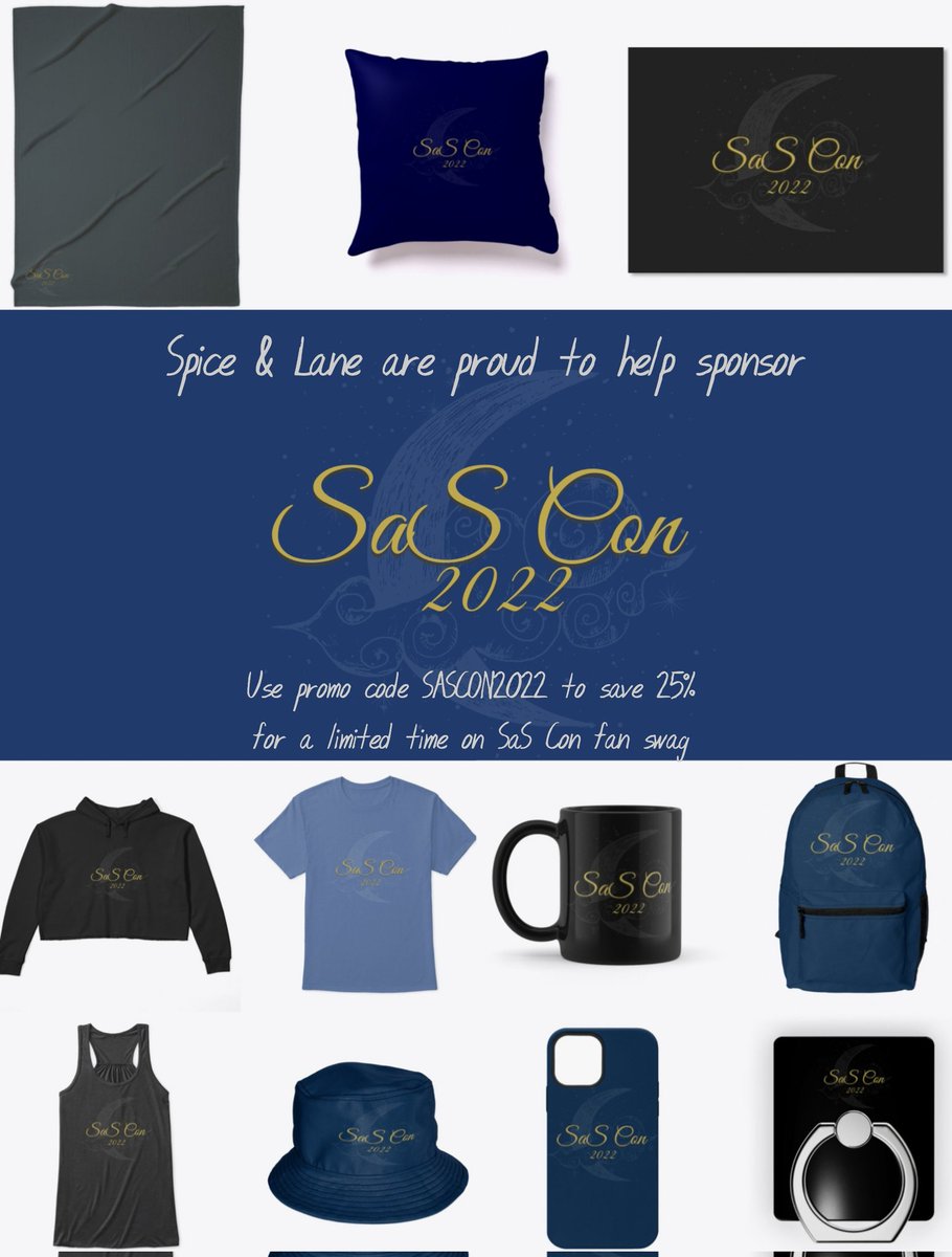 SpiceandLane's tweet photo. Spice &amp; Lane is proud to help sponsor #SASCON2022! 

From Feb 26th-March 12th use promo code: SASCON2022 at checkout to save 25% on your order. 

Visit Spice &amp; Lane for exclusive SaS Con fan swag here: https://t.co/QifgNXZaBp

Join the FREE convetion here:
https://t.co/5W7Cke4Jew https://t.co/B2JqsWIpMW