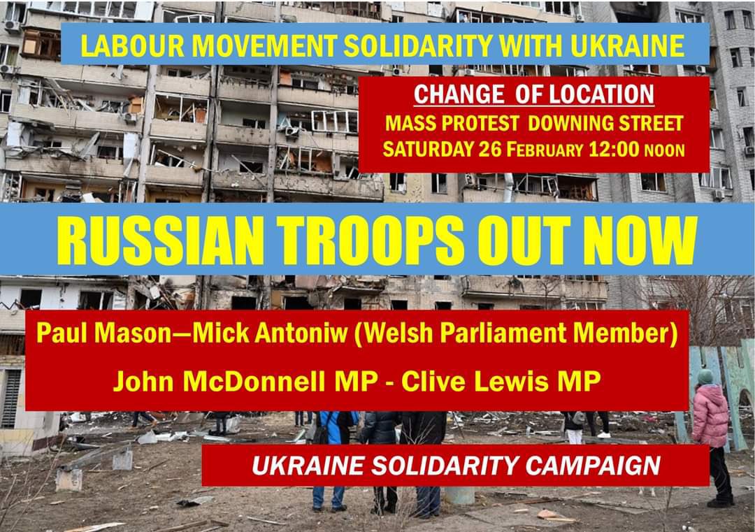 In consultation with Ukrainian community we have relocated tomorrow's protest to Downing Street - #StandWithUkraine 12:00