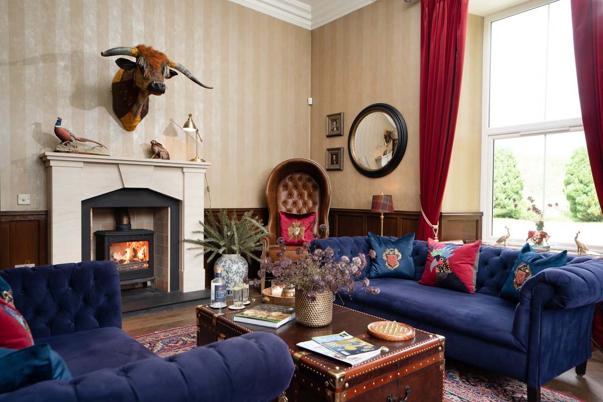 Quiet moments can be found in the library, furnished sumptuously in rich reds and blues &amp; complete with cosy log burner.  

Find out more about hiring Muckrach Country House for your gathering or event online at muckrach.com

#visitscotland #muckrach #visitcairngorms