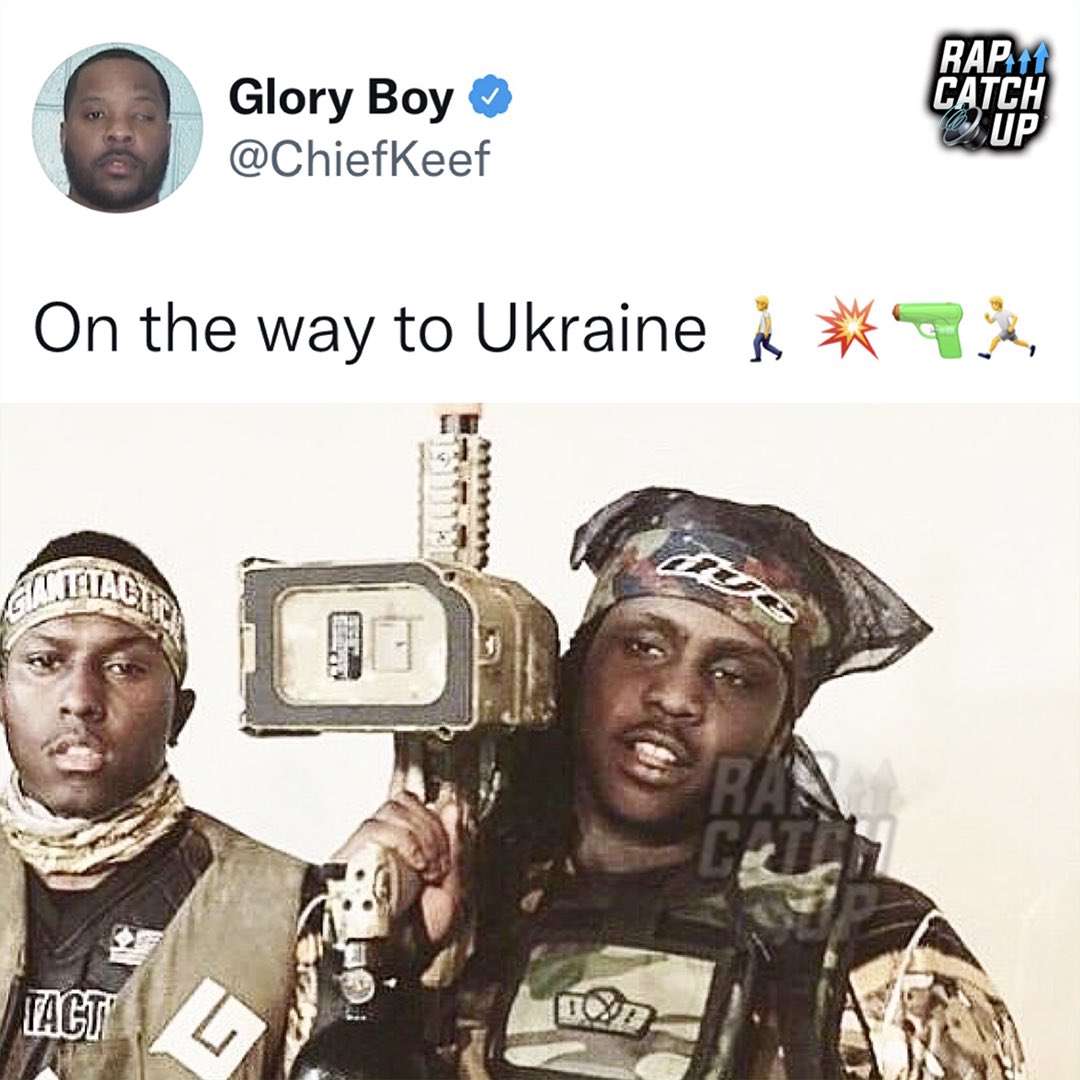 Chief Keef posts about going to #Ukraine after viral memes about the  president sending him to end the conflict 🙏🇺🇦 @ChiefKeef, image size:1080x1080