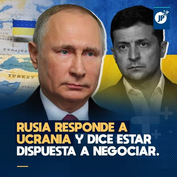 Tras la petición del presidente de Ucrania, Volodímir Zelenski, a  Vladímir Putin, para sentarse en una mesa de negociaciones para detener el conflicto entre ambas naciones, el gobierno de Rusia manifestó estar dispuesto a negociar.
#Nicaragua <a href="/ChalecosAmarill/">©halecos Amarillosᴳᴸᴼᴮᴬᴸ 🍀ʷAͤNͣOͬNͤYˡMͤOᵍUͥSͦⁿ</a> #jinotega