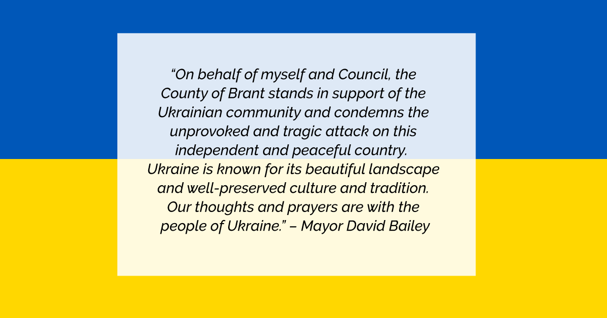 BrantCommunity's tweet photo. The County of Brant stands in solidarity with the people of Ukraine. Penman's Dam in Paris will be lit yellow this weekend in a show of support. https://t.co/SWQx0gdJj8
