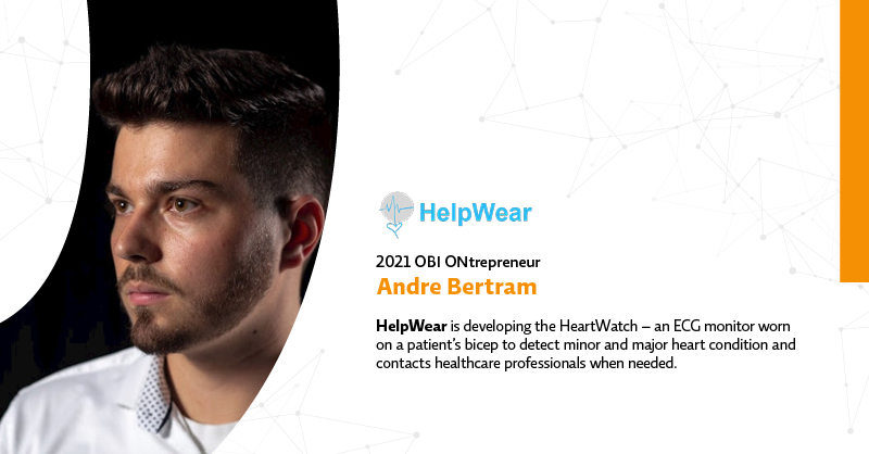 OntarioBrain's tweet image. Meet Andre Bertram of @HelpWear_Tech an OBI portfolio company, designing wearable tech to monitor heart conditions &amp;amp; alert healthcare professionals when needed. 

NERVE, our revamped neurotech entrepreneurship funding program, is now open to all of Canada. braininstitute.ca/nerve