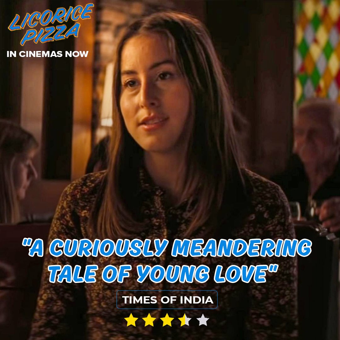 UniversalIND's tweet image. The verdict is out and it’s only love for #LicoricePizza. 😍
Experience romance the classic 1970s Southern Californian way. 

Book your tickets now at @  bookmy.show/LicoricePizza

#LoveAtFirstSlice #AlanaHaim #CooperHoffman #SeanPenn #TomWaits #BradleyCooper #BennySafdie