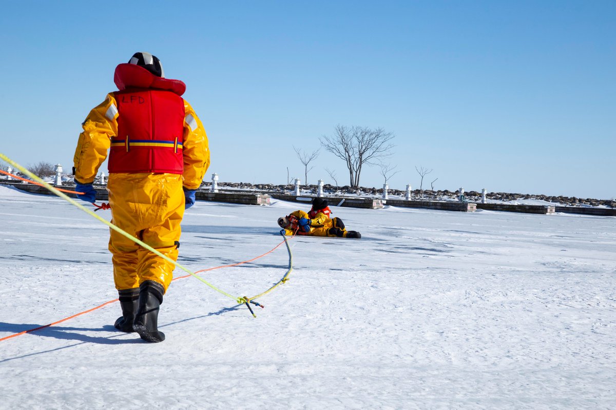 Last weekend, Lakeshore Firefighters from Stations 1, 2, and 5 braved the elements as part of their annual ice water rescue training certification at Belle River Marina.