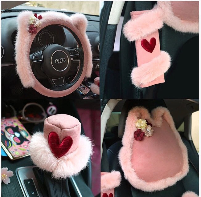 best_hallo's tweet photo. Pink Love Heart Car Suede Plush Car Steering Wheel Cover Rearview Mirror Cover Car Seat Belts Pads Heardrest Handbrake Cover Set.🎊🎊

Link 👇👇👇👇 
✅ https://t.co/iCBRISfvFY
.
.

#hallobest  #carinteriordecoration #carseatcover #carseatcovers #carpillow #steeringwheelcovers https://t.co/sowRRxEuoK