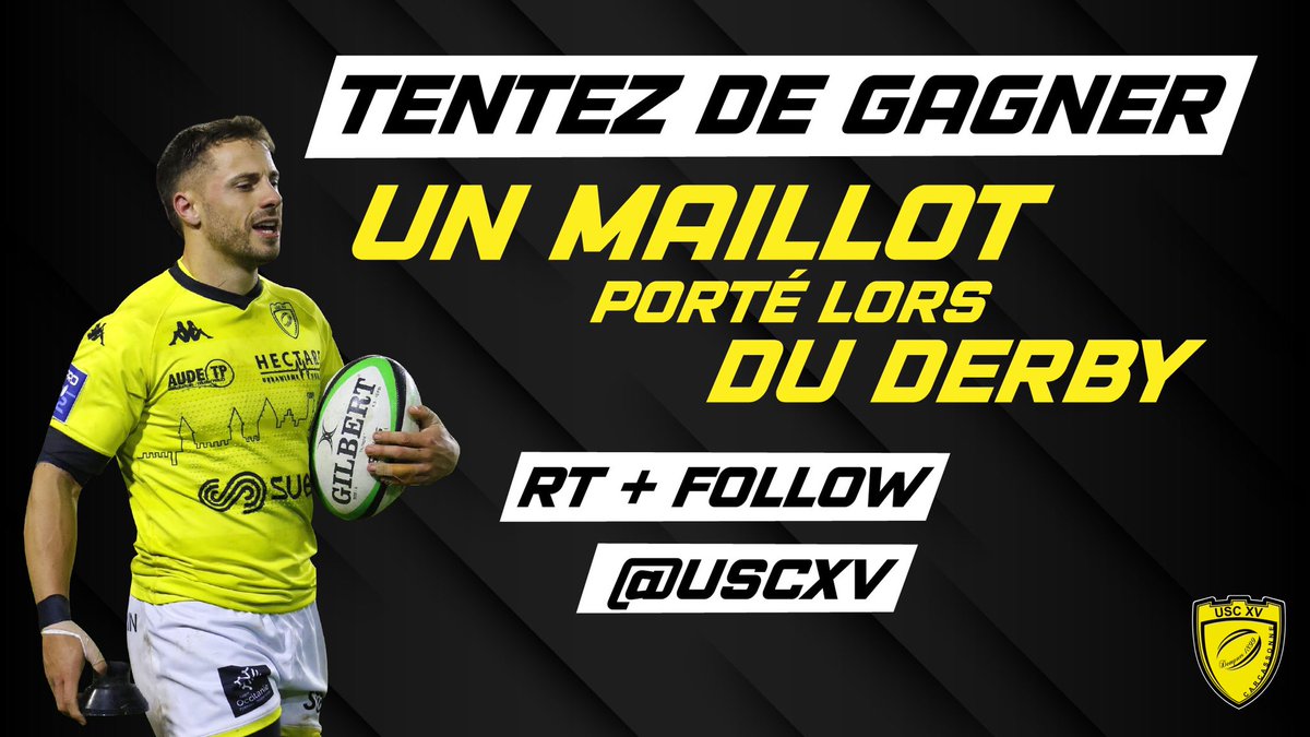 🚨 JEU CONCOURS 🚨 Tentez de remporter un maillot du derby de l’Aude. Pour participer RT ce tweet + follow @USCXV 🍀 Bonne chance à tous, et bon match !