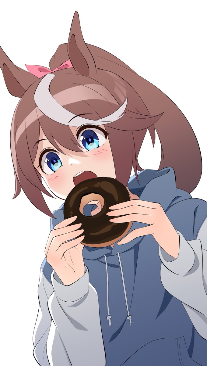 トウカイテイオー(ウマ娘) 「毎日お絵かき1598日目 
テイオーにドーナツをあげたい( ˘ω˘ )
#ウマ娘」|にゃんまる@毎日お絵かき６年目のイラスト