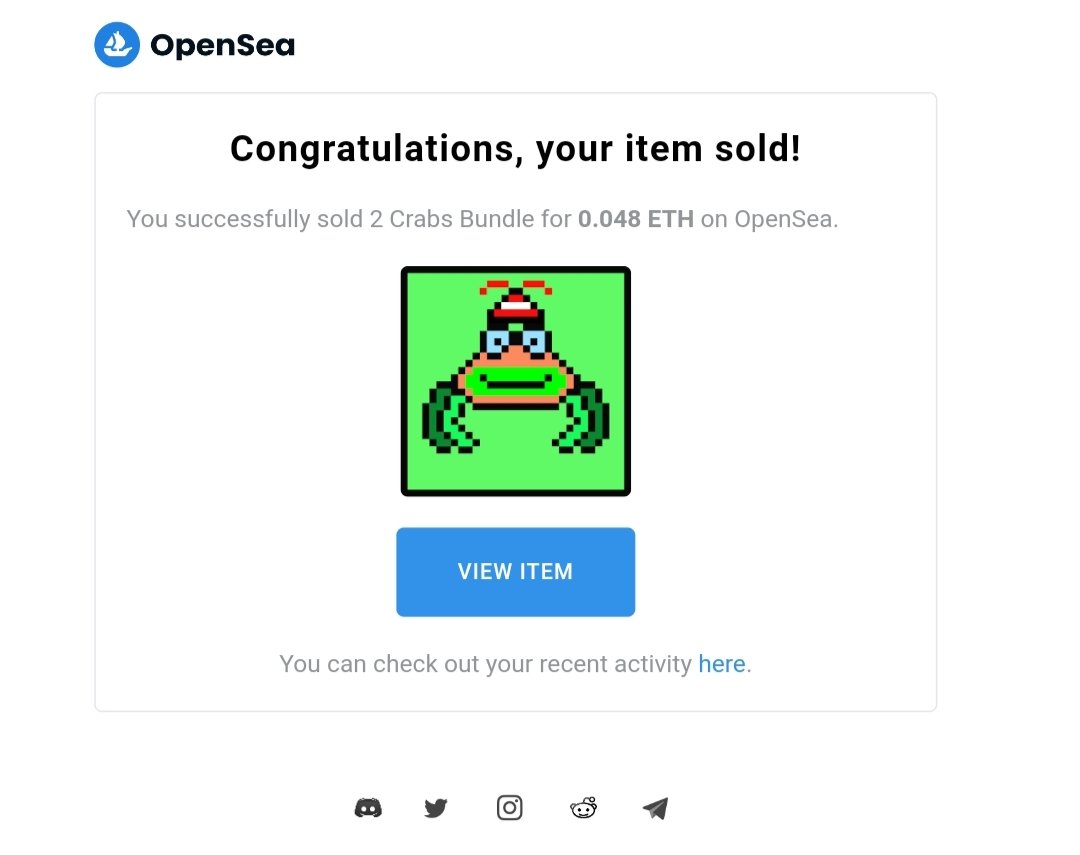 🚨 #WGMICrab 774 &amp; 874 are sold out for 0.048 ETH on <a href="/opensea/">OpenSea</a> 🔥

#opensea #OpenSeaNFT #nftcollector #NFTCommunity

Collection Link
🔗opensea.io/collection/wgm…