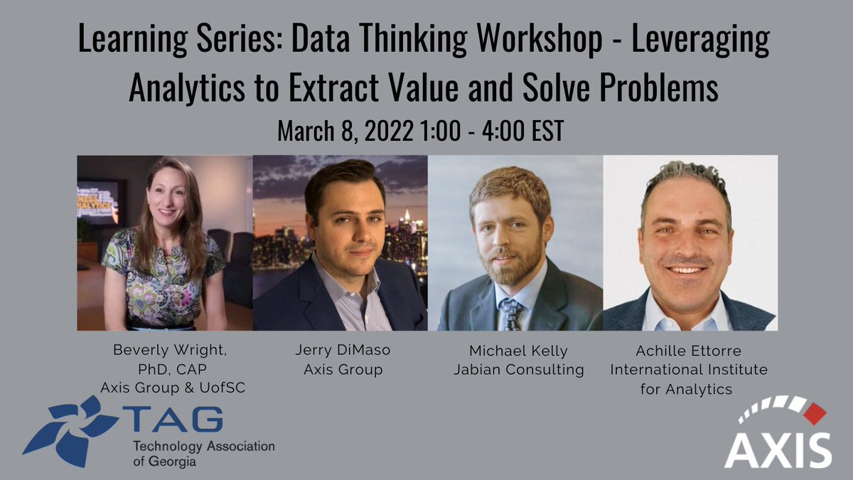 axisgroup's tweet photo. Explore how to effectively solve problems leveraging data at the TAG Data Thinking Workshop Series Part 2 on March 8th from 1-4pm in-person at #AxisGroup Atlanta. Register today! https://t.co/EkxfuYe53v #Data https://t.co/vne1pibvvH