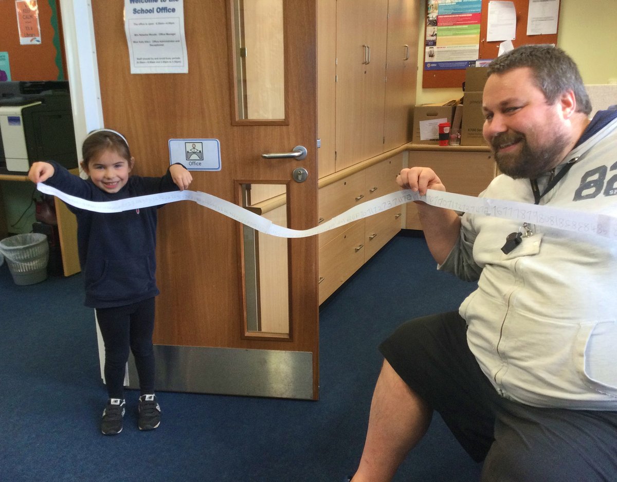 We had an incredibly excited Evie come and visit Mrs Harte and the school office today. She had written out ALL of her numbers from 1 to 100, and reliably informed us that her work could also be used as a skipping rope or for limbo 😂 Fabulous work Evie!