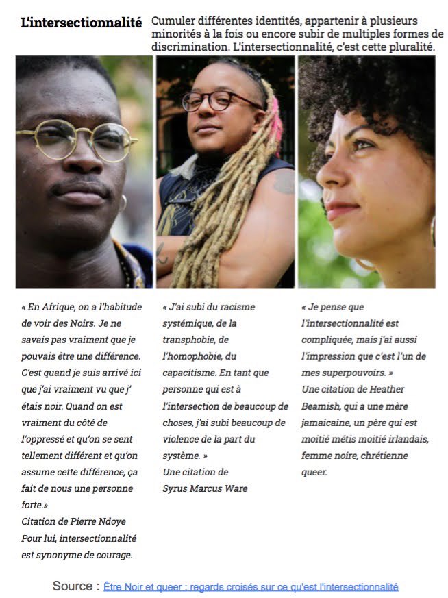 Cumuler différentes identités, appartenir à plusieurs minorités à la fois ou encore subir de multiples formes de discrimination. L’intersectionnalité, c’est cette pluralité. 

(FSF 4U student work).