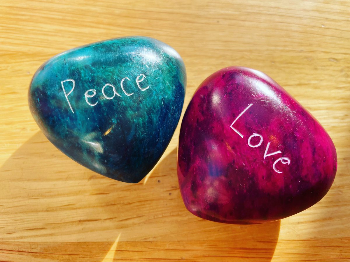 Our new pebbles seem quite apt right now #PeaceAndLove #prayingforpeace #PrayForUkraine
