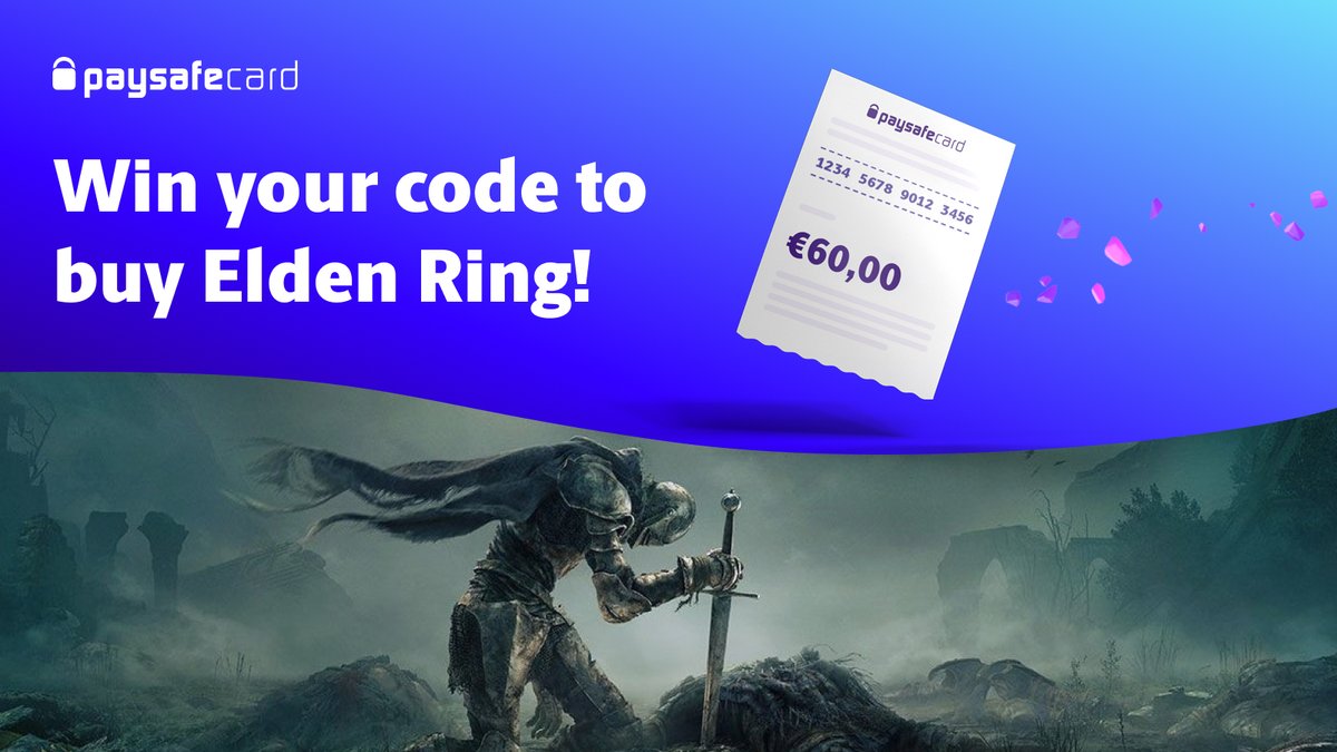 paysafecard's tweet image. It's finally here: #ELDENRING! To celebrate, we are giving away a 60 EUR* paysafecard code so you can jump right into the game (or any other!) 

🔁 Retweet this tweet
💬 Reply your favourite Souls game
🤝 Follow @paysafecard