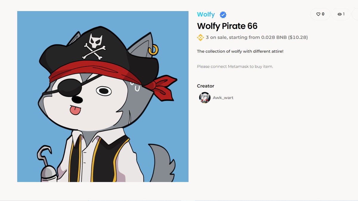 Wolfy Pirate 66

Visit my collection here !
@altura_nft 
app.alturanft.com/item/0x680428b…
#AlturaNFT #Altura #NFTCollector #BNB