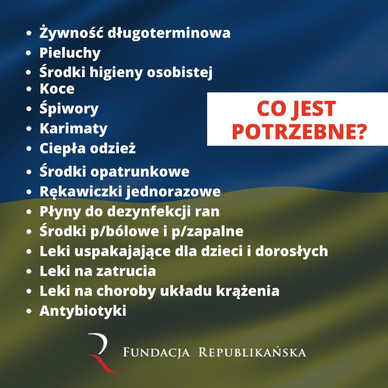 ‼️ Jak można pomóc #Ukraina? W biurze Fundacji utworzyliśmy punkt zbiórki niezbędnych przedmiotów. 
Więcej info: facebook.com/events/s/zbior…