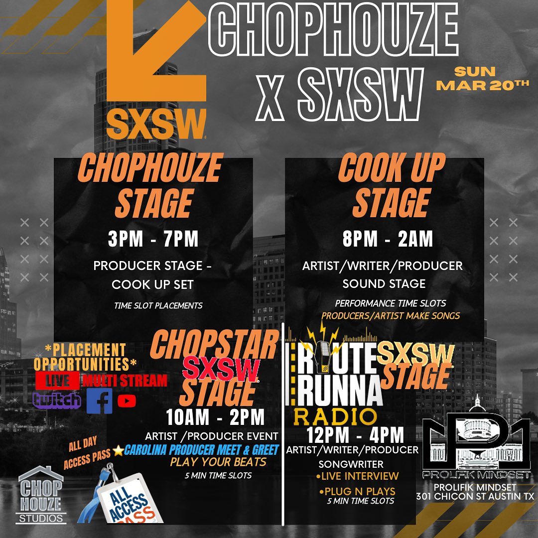 #Repost @CHOPHOUZE 
——
Calling all Producers/Artist we are having the official Carolina producer meet up and more in Austin Texas March 20th at SXSW for more info check the flyer and hit the dm