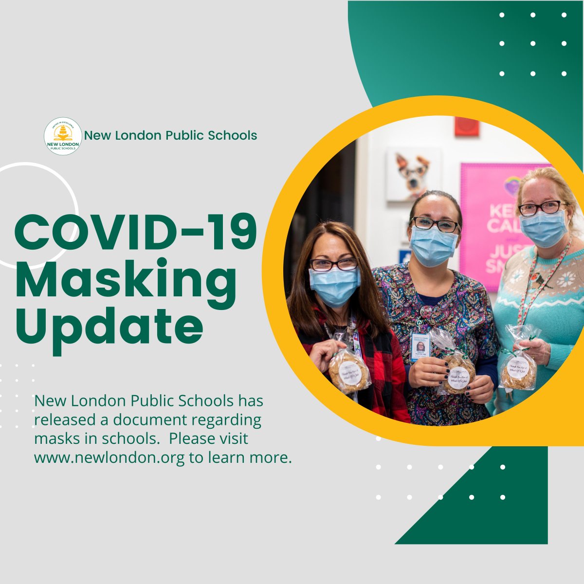 New London Public Schools has released a document regarding masks in schools. Please click on the following link to learn more: 
ow.ly/YkbB50I4pkL
