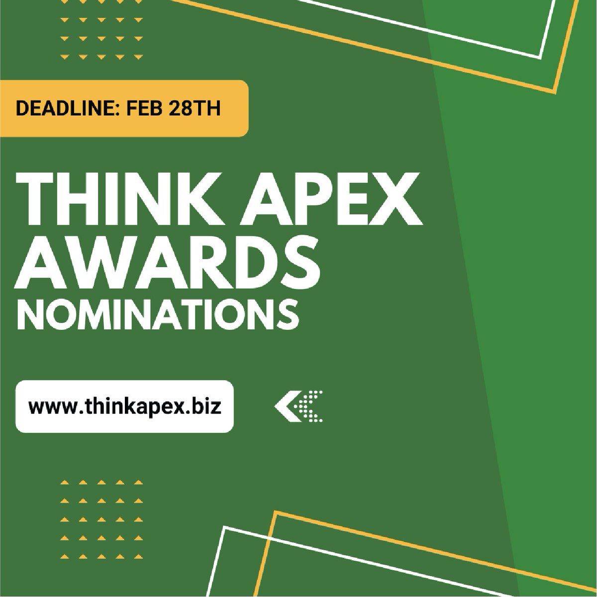 Submit your nomination for the Think Apex Awards today! The deadline for submissions is February 28th.
Nominate a business, individual, non-profit, or youth for their dedicated service to the Apex community in 2021. 
Submit your nomination at: thinkapex.biz