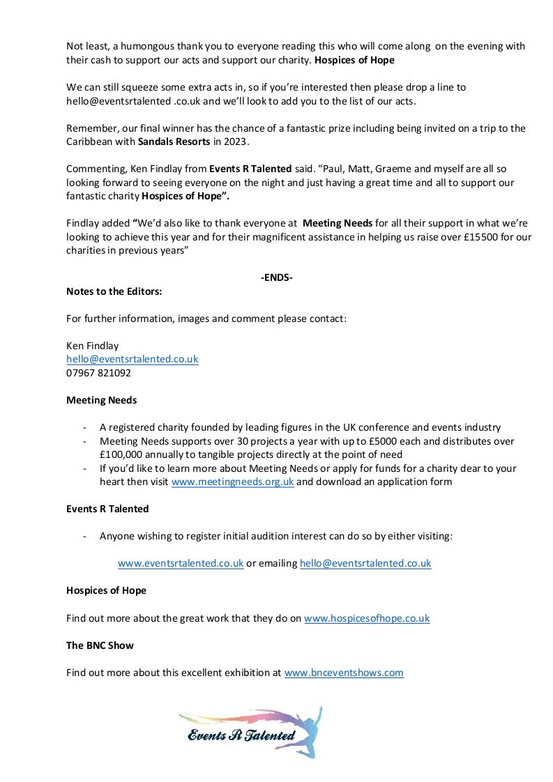 Exciting news that <a href="/CalumDiLieto/">Calum Di Lieto</a> will be our MC for the London Auditions <a href="/theBreweryVenue/">the Brewery</a> on 6th April after the <a href="/BNCEventShow/">The BNC Show</a>

We look forward to seeing you there. Register now

eventbrite.co.uk/e/events-r-tal…

@HospicesofHope <a href="/UKMeetingNeeds/">Meeting Needs</a> <a href="/mattcurran/">Matthew Curran</a> <a href="/GraemeSaunders7/">Graeme Saunders</a> <a href="/PaulTidy/">Paul Tidy</a>