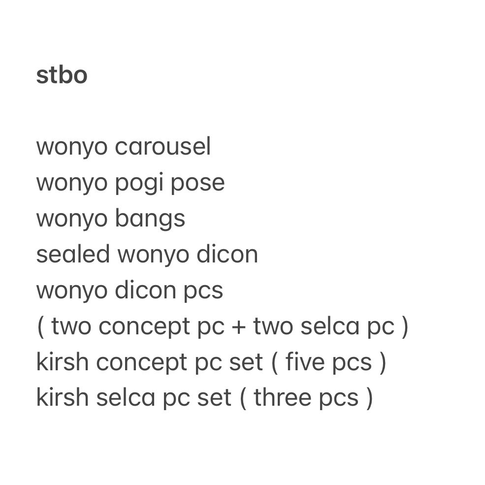 wenhzes's tweet photo. ic wonyoung ph 

ೀ claiming tweet ; once stbos are already on hand 

𓏔 selling as a set only !
can look for kahati .
𓏔 might sell in smaller sets, reply ur budget nalang if ever ^__^

t. interest check ive izone wonyoung https://t.co/PkmlrT4Jle