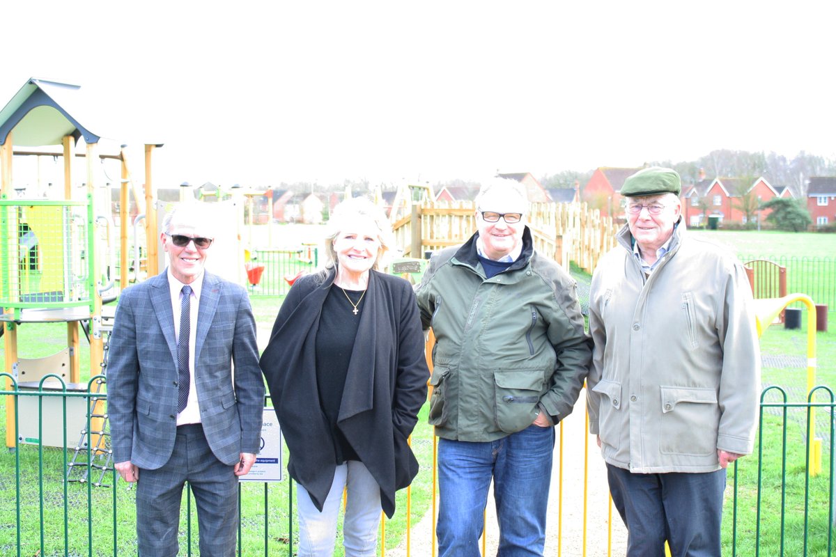 BucksCouncil's tweet photo. Cabinet Member for Culture & Leisure @clive_harriss and Deputy Leader and Cabinet Member for Health & Wellbeing @CllrAngelaMacp with
Councillors Frank Mahon and Michael Rand open the new #CalvertGreen play area yesterday! https://t.co/PTaIC5yjbF