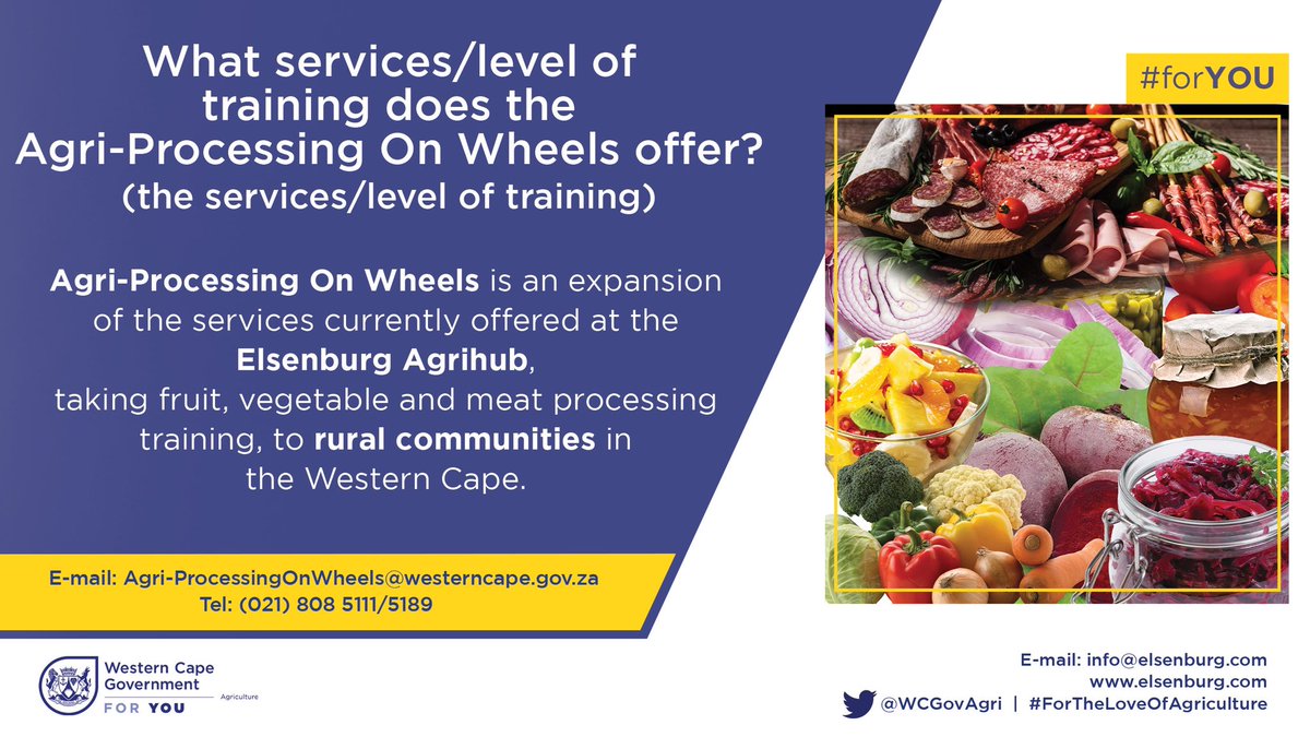 WCGovAgri's tweet photo. What are the services and training offered by the Agri-Processing On Wheels?
#AgriProcessingOnWheels #ForTheLoveOfAgriculture🌱 https://t.co/NWDWw5QTr2