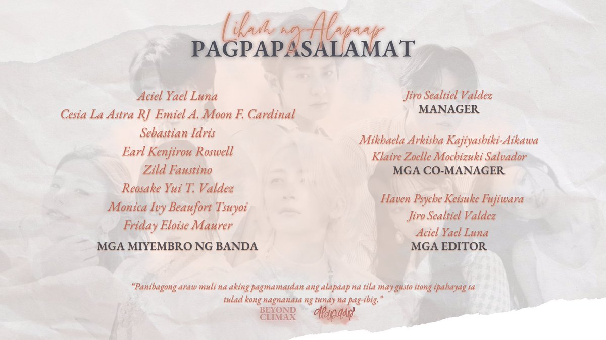 BYNDCLMX's tweet photo. BEYOND CLIMAX 비욘드 클라이맥스 Liham ng Alapaap 2022 

PASASALAMAT SA MGA BUMUBUO NG BEYOND CLIMAX

#BeyondClimax #SaPagitanNgMgaUlap #AlaalaSaAlapaap #PaglayaSaPahinga #PatungoSaBagongYugto https://t.co/zBarf0w8BZ