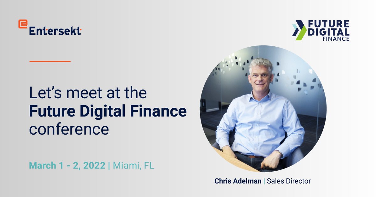 Entersekt's tweet photo. Are you attending the Future Digital Finance conference in Miami next week? Christopher Adelman from our North America team will be there, so why not get in touch? Register at https://t.co/xSteUq8NOa
#digitalbanking #futuredigital #futuredigitalfinance https://t.co/UKfFr0GntD