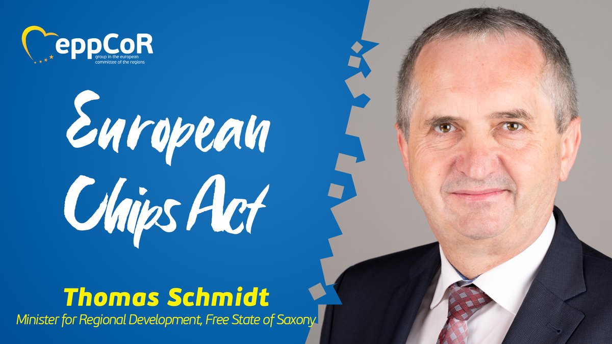 EPP_CoR's tweet photo. 🎉Congratulations to State Minister #ThomasSchmidt for his appointment on the European Chips Act opinion! Shortages affecting the automotive industry, capacity for digitalisation, making resilient value chains and promoting regional development means a lot is at stake. https://t.co/kXrB2BNxle