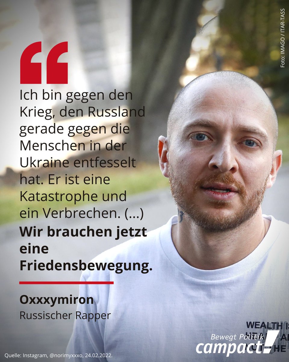 Einer der bekanntesten russischen Rapper stellt sich mutig gegen Putins Angriffskrieg! <a href="/norimyxxxo/">Oxxxymiron</a> macht klar: Die internationalen Friedensbewegungen müssen jetzt zusammenstehen. 💙💛 #Ukraine