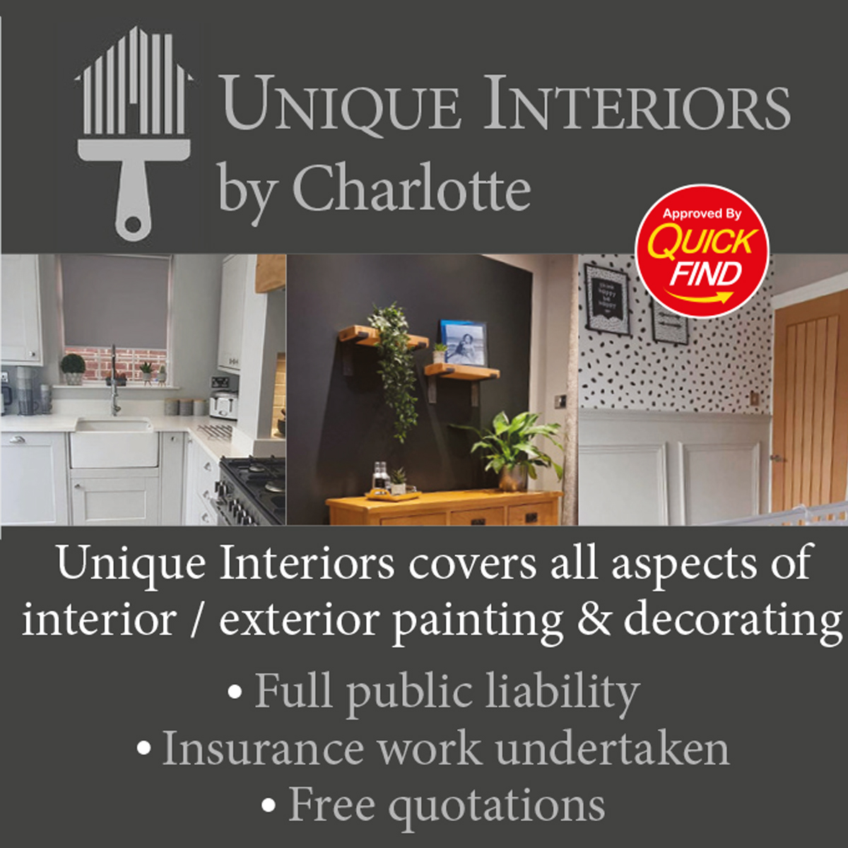 Unique Interiors by Charlotte cover all aspects of painting and decorating along with expert and unique decorating ideas and solutions quickfinddirectories.co.uk/listing/unique… #painting #decorating #exteriorpainting #wallpaper #decoratingideas
