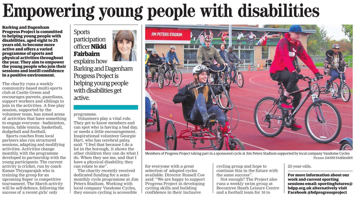 BD Progress Project (@bdprogresspro) on Twitter photo Have you seen our article in this week's Barking & Dagenham Post? π π Progress Project runs a variety of sports activities each week, and we are always seeking new opportunities to help our young people get more active! #whosaysicant #disabilitysport Have you seen our article in this week's Barking & Dagenham Post? π π Progress Project runs a variety of sports activities each week, and we are always seeking new opportunities to help our young people get more active! #whosaysicant #disabilitysport
