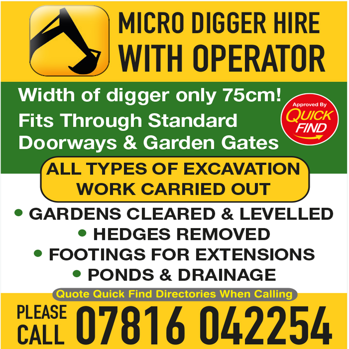 Great idea but no gear? hiring a Micro Digger WITH operator could make quick work of your plans...this one fits through standard doors and gates..happy days 🤩 quickfinddirectories.co.uk/listing/micro-… #diggerhire #minidiggerhire #minidigger #excavator #rubery #rednal