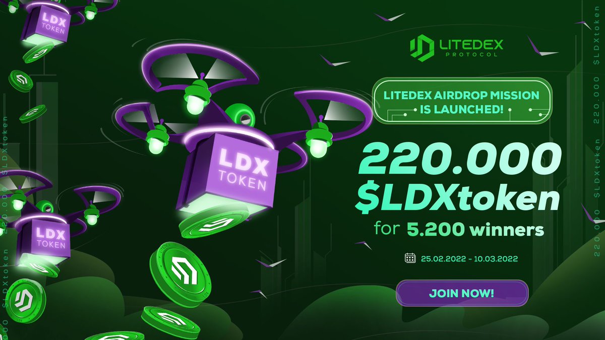 LitedexNews's tweet photo. What a pleasing news!! Litedex Airdrop is starting now. We will Airdrop 220.000 $LDXtoken to 5.200 random winners! 

This event only lasts until March 10, 2022. Don't miss out!

👉Airdrop bot in Telegram: https://t.co/DLH0WfYGSy https://t.co/cq2hVF2r6T