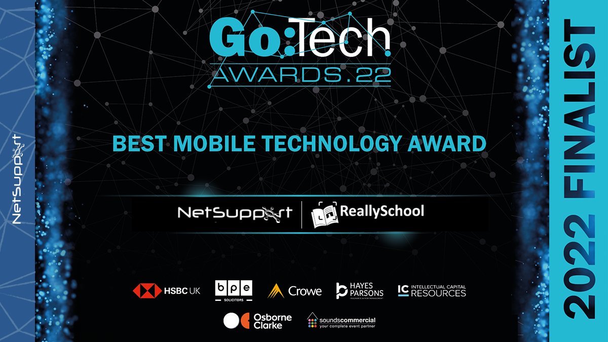 NetSupportGroup's tweet photo. @ReallySchoolUK is a finalist in this year’s @GoTechAwards! They've been selected for the ‘Best Mobile Technology Award’ category, no biggie💁♀️Learn more about #ReallySchool here https://t.co/FAtW1womlY #GoTech22 #mobiletech #EYFS #PrimaryEducation https://t.co/eOB5JYNCPY