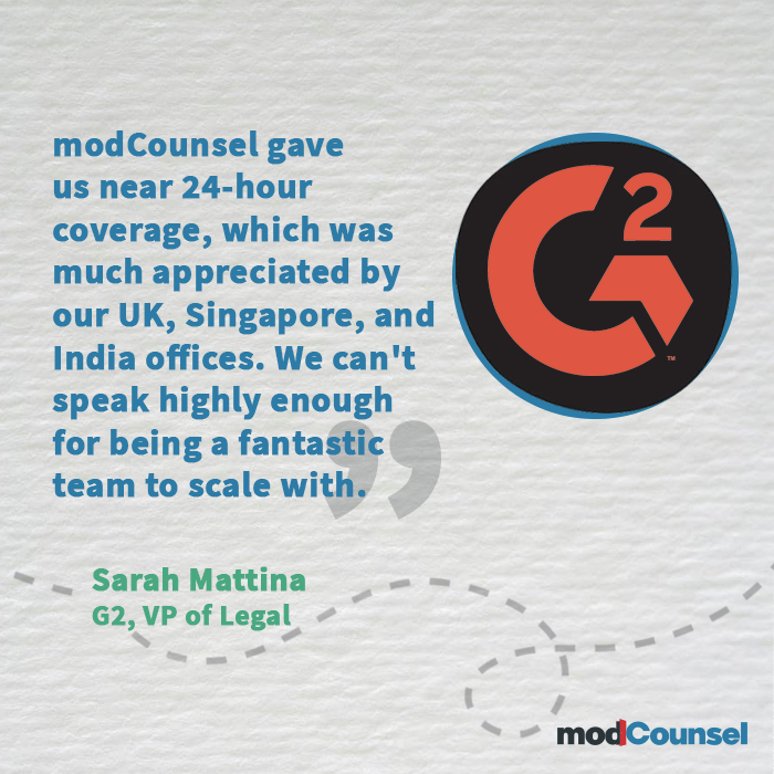 modCounsel_'s tweet photo. Effective legal teams accelerate company growth.👩‍⚖️

See how modCounsel supports its friends at G2 Crowd.

Need legal support for your growth company, too? Start here 💬 https://t.co/nqy0VIBsuA
