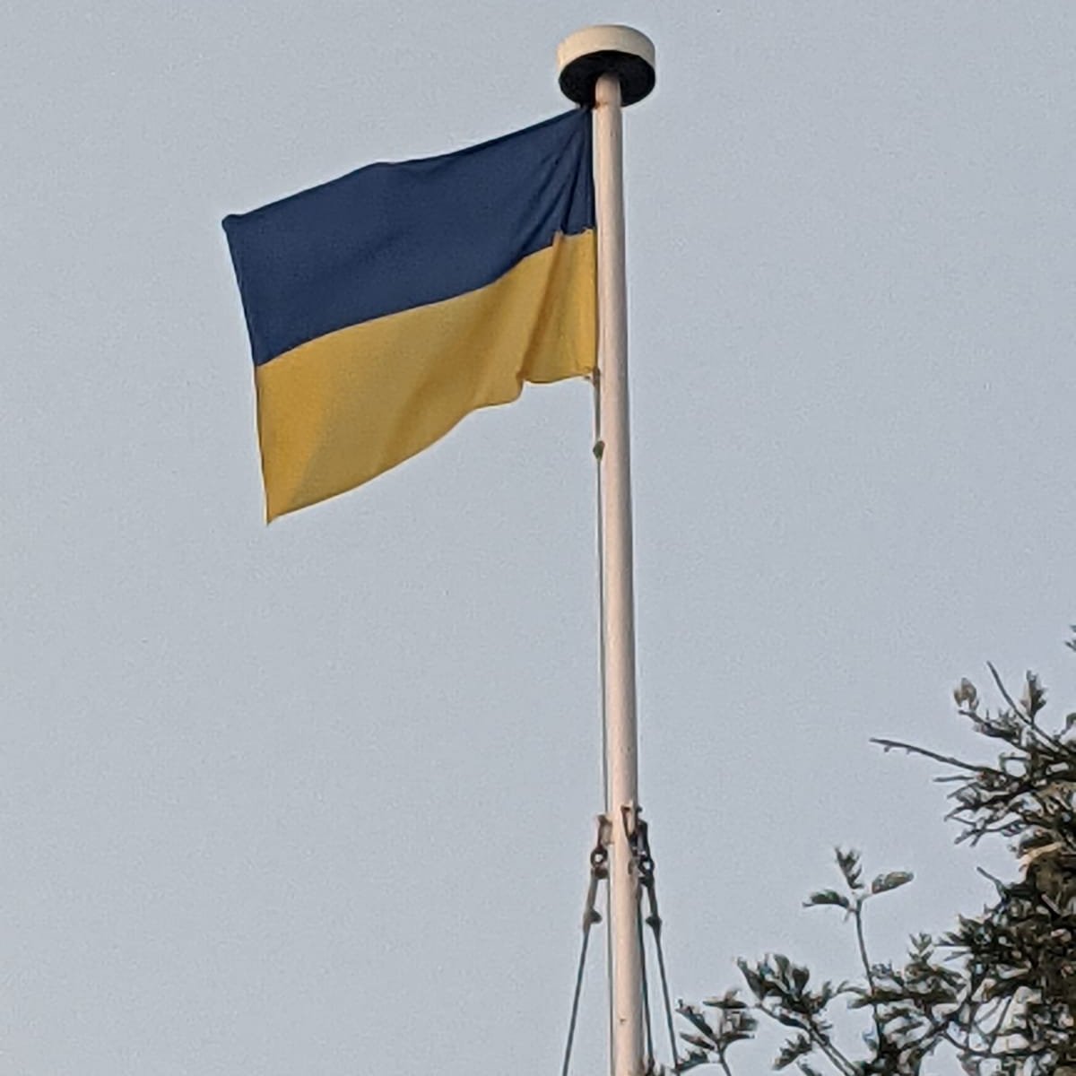 We are flying the Ukrainian flag 🇺🇦 in solidarity with our Ukrainian friends.

The United Kingdom stands with the people of Ukraine in the face of Russia's unprovoked attack on freedom and democracy. 

We #StandWithUkraine