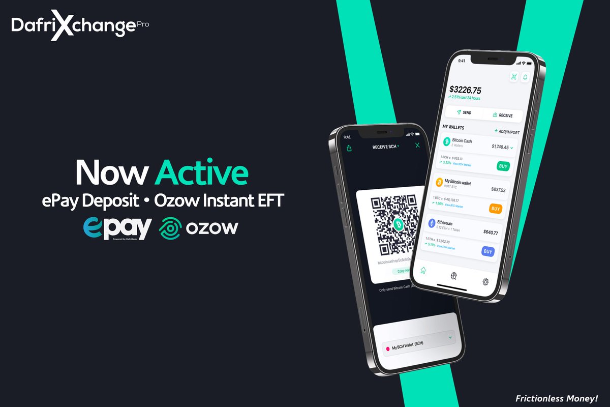 We have patched 

•ePay Deposit 
•Ozow Instant EFT

We may add direct card deposit on DafriXchange soon.

Deposit Now 😍
dafrixchange.com