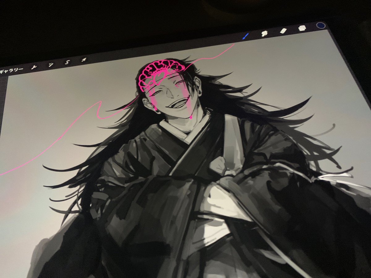 夏油傑 「この絵の最低なところはゲトウスグルだと思って描いていた男が描いている途中でゲトウ」|なつこのイラスト