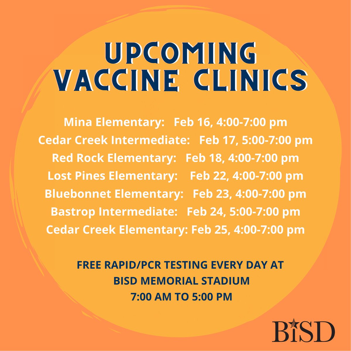 CCEBISD's tweet image. Hello #CCE family, friends, and community members. Today we will be hosting a vaccine clinic after school from 4:00PM - 7:00PM