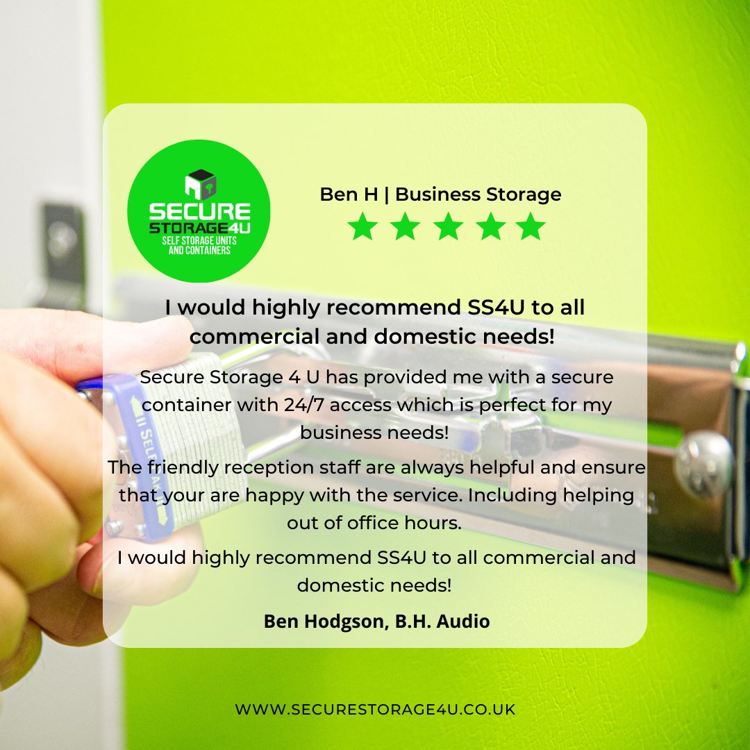 Do you need #Business storage to help store your business tools easily with easy access? 

We have facilities to help you with just that....

But don't just take our word for it! 

Contact Us....
📞01706 233575
🌐securestorage4u.co.uk