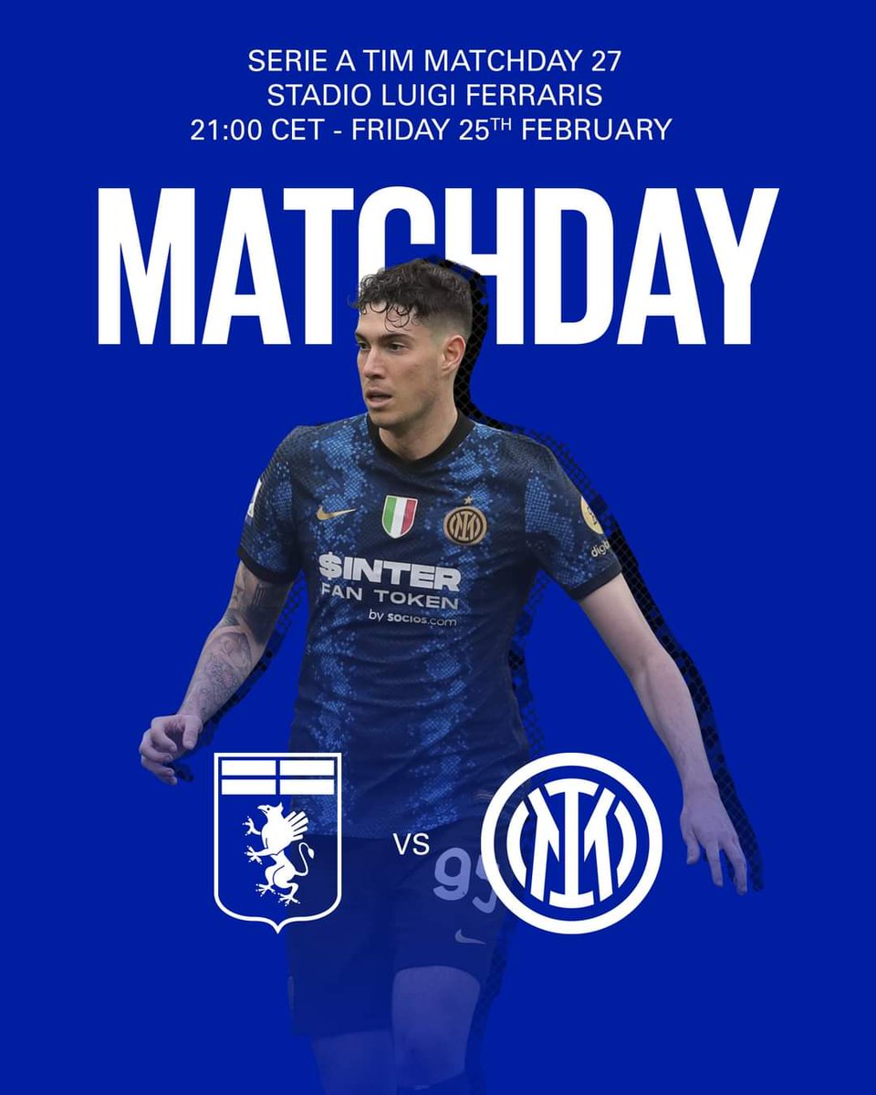 ICB1908's tweet image. ⚫🔵 Matchday ⚫🔵
⚽ #GenoaInter
🏆 Lega Serie A Week 27
⏰ 21:00 CET (20:00 UK)
📺 BT Sport 
🏟️ Stadio Luigi Ferraris
#FORZAINTER ⚫🔵