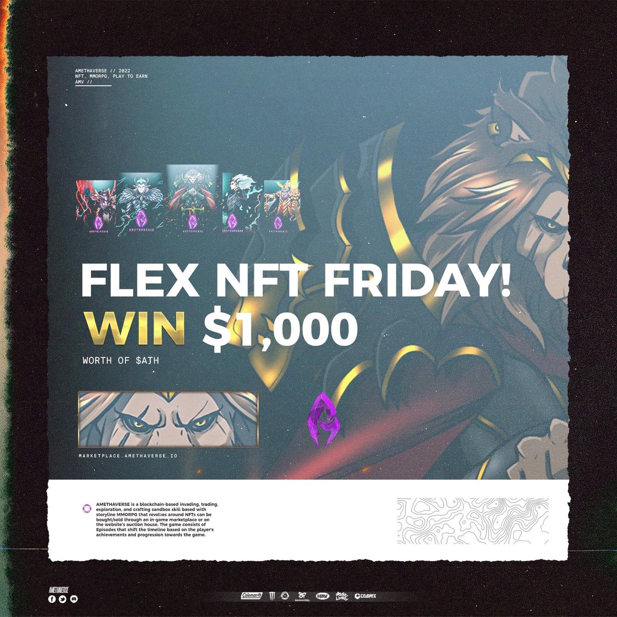 amethaverse's tweet photo. Win $1,000 worth of $ATH!🚀

Just follow 3 simple steps:

1.) retweet this with atleast 1 NFT Id you own

2.) tag 3 friends that has no AMV Nft

3.) follow @amethaverse https://t.co/sOTEDyM2KP