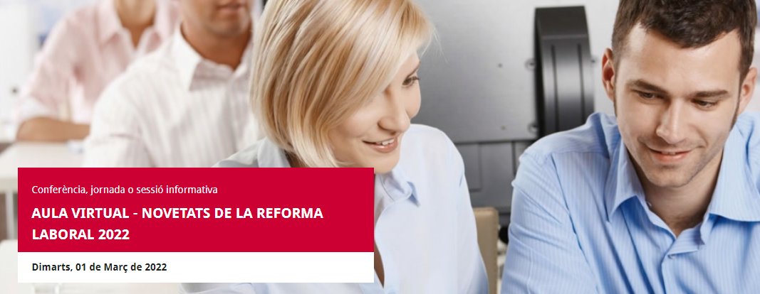 📢 Sessió informativa gratuïta: Novetats de la reforma laboral 2022
en format virtual <a href="/CambraSabadell/">Cambra Sabadell</a> 
+ info i inscripcions 👇👇👇 #reformalaboral
lnkd.in/d9VhGWtk