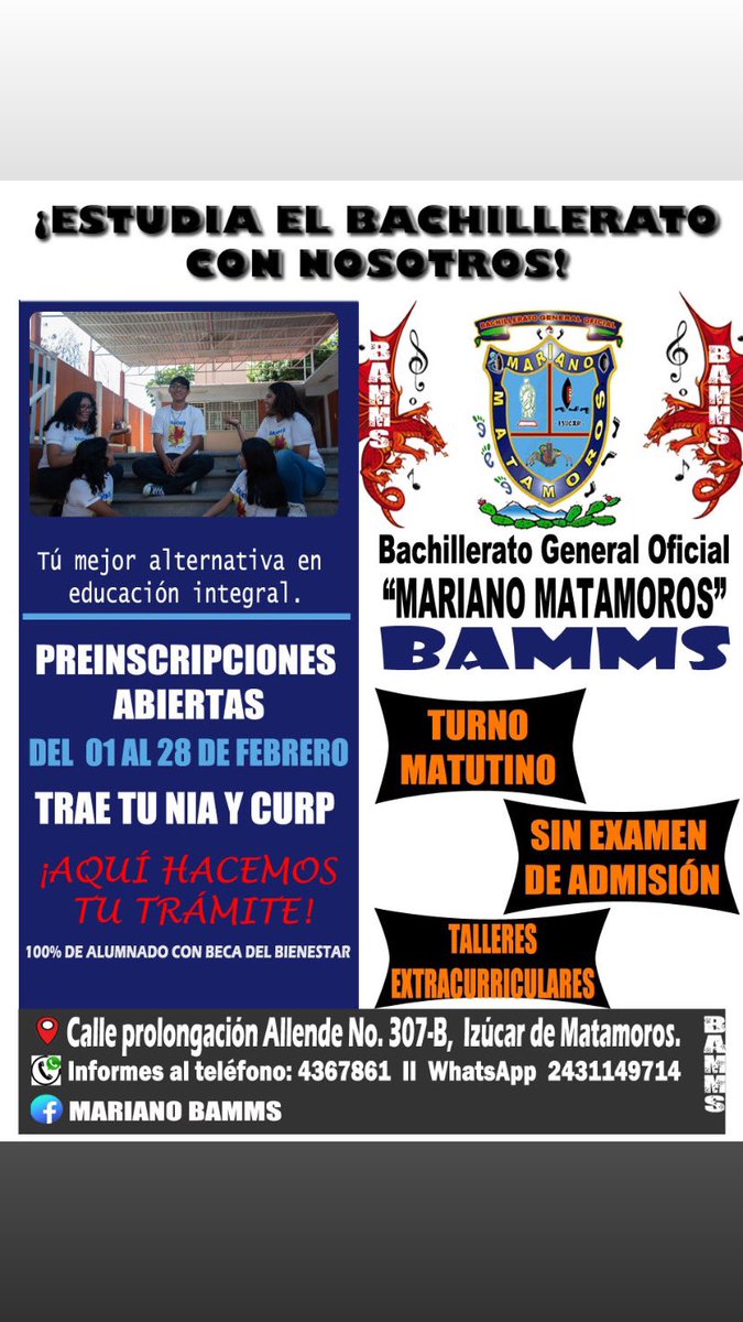 BAMMS_Izucar's tweet photo. En febrero son las preinscripciones #bamms #izucar #izucardematamoros https://t.co/Z8bbrLBOFC
