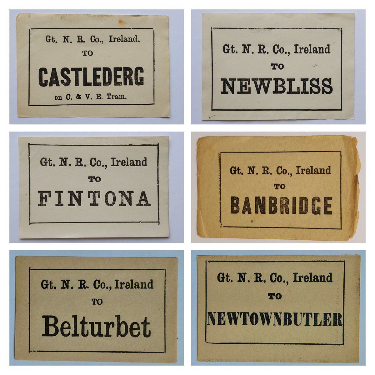 TICKETSPLEASE14's tweet photo. 1930s-1940s Original framed Great Northern Railway Ireland 'Luggage Labels' Limited stock. DM for details on price, destinations available or to place an order. #ticketspleaseni @Translink_NI @DiscoverNI @IrishRailway https://t.co/JCBTmWqrcz