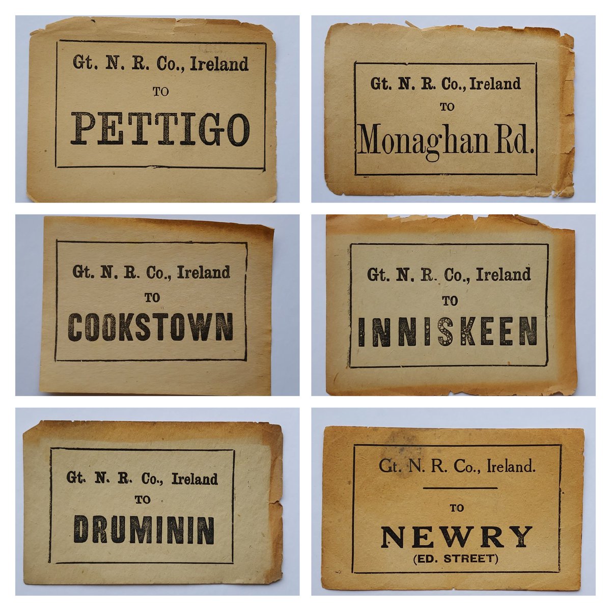 TICKETSPLEASE14's tweet photo. 1930s-1940s Original framed Great Northern Railway Ireland 'Luggage Labels' Limited stock. DM for details on price, destinations available or to place an order. #ticketspleaseni @Translink_NI @DiscoverNI @IrishRailway https://t.co/JCBTmWqrcz