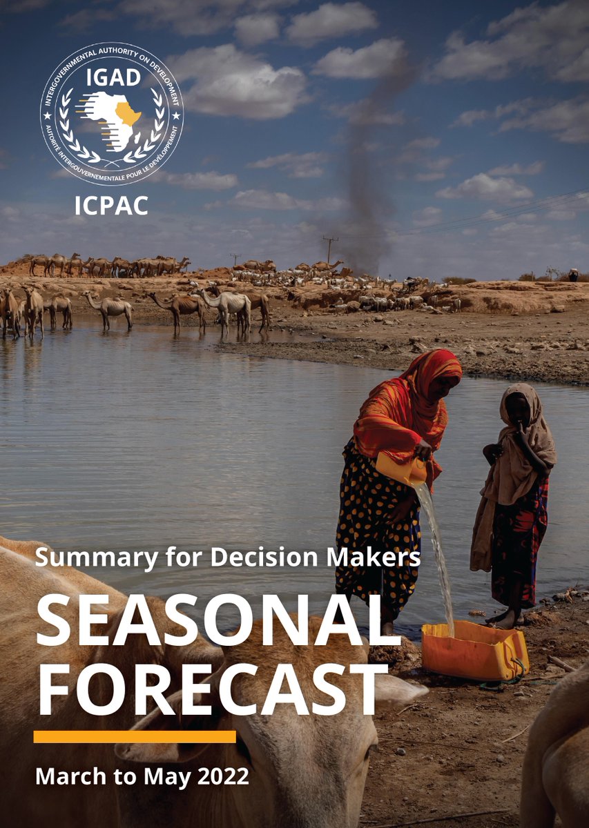 IGAD_CPAC's tweet photo. 📑 Our Summary for Decision Makers for the March to May 2022 season is out. Find out impacts & advisories on #disaster risk management, #agriculture, #foodsecurity, #livestock, #conflictswarning, #health, #environment & #forestry
Download ➡️ https://t.co/MhzvvYPdg8
#GHACOF60 https://t.co/Sp6z5HYJSF